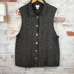 L.L.Bean Marled Wool Blend Cable Knit Sweater Vest 1X Rustic Heritage